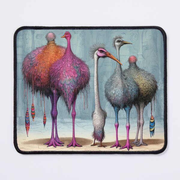 Item preview, Flock of Colorful Surreal Ostriches designed and sold by rcwm.