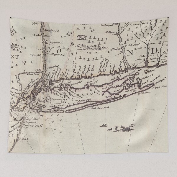 Item preview, Vintage Map of Long Island NY (1685) designed and sold by BravuraMedia.