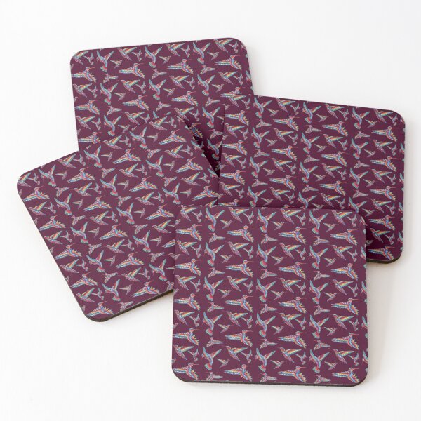 Item preview, Hummingbird pattern maroon background  designed and sold by Caummon Thread.