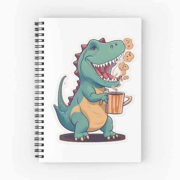 Item preview, Caffeine-Saurus: Happy Dinosaur Coffee Sticker designed and sold by InspirationElli.