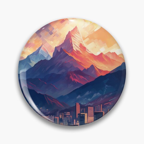 Item preview, Mountains and City Embraced by Sunlight designed and sold by DigiWorldAi.