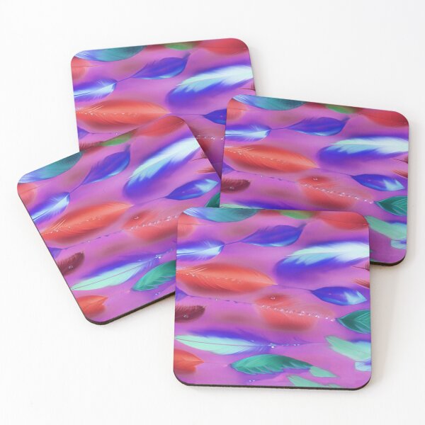 Item preview, Feathers Red White and Blue wiht Pink Background designed and sold by deniselynnimage.