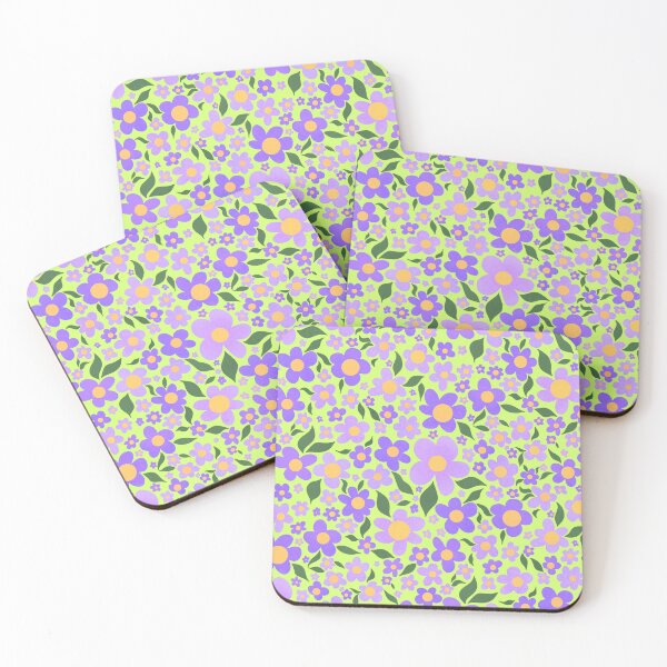 Item preview, Purple and Lime Green Seamless Floral Pattern designed and sold by AnchoredMae.