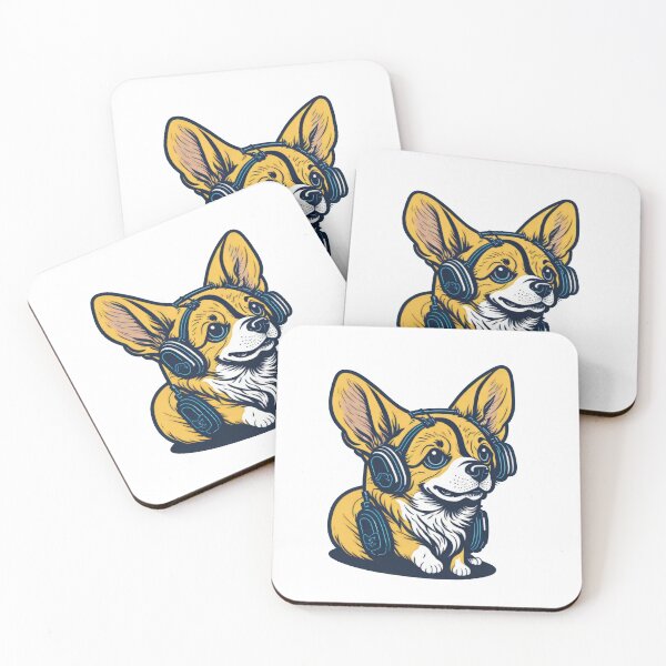 Item preview, Welsh corgi with headphones, relaxing on a star designed and sold by platobanpo.
