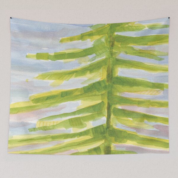 Item preview, Chartreuse Fir Tree Gray Sky designed and sold by Alexandria Levin.