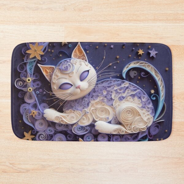 Item preview, Beautiful cat made of paper on a dark blue background. Paper art. designed and sold by aiphotosart.