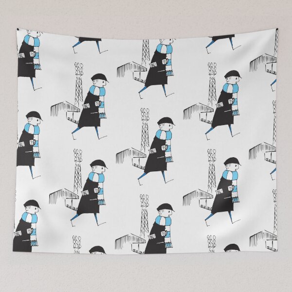 Item preview, FCF Flat cap Fan - Football Fan - Sky Blue and White Scarf   designed and sold by winchells.