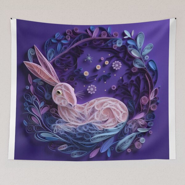 Item preview, Rabbit in the form of a wreath on a purple background designed and sold by aiphotosart.