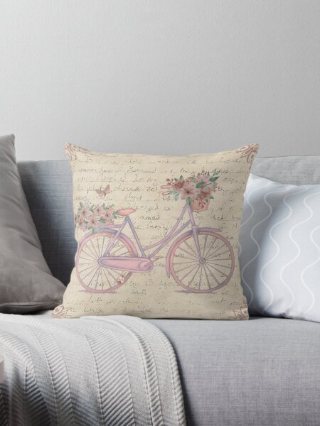 Aperçu de l'œuvre Vélo rose vintage Shabby Chic et roses créée et vendue par SloganExpress.