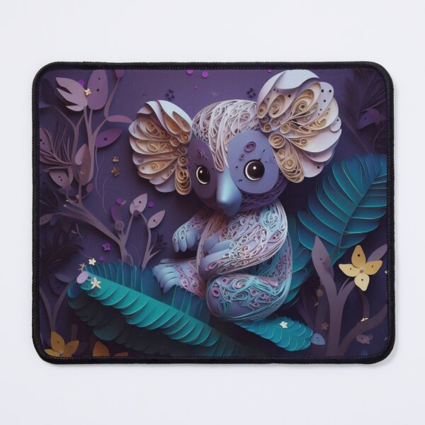 Item preview, Cute cartoon koala on a purple background with tropical leaves. designed and sold by aiphotosart.