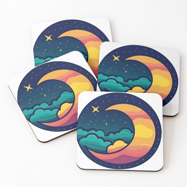 Artikelvorschau, Colorful starry night with a view to the stars and a crescent moon entworfen und verkauft von StickySociety.