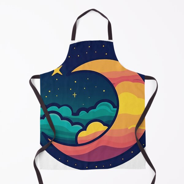 Item preview, Colorful starry night with a view to the stars and a crescent moon designed and sold by StickySociety.