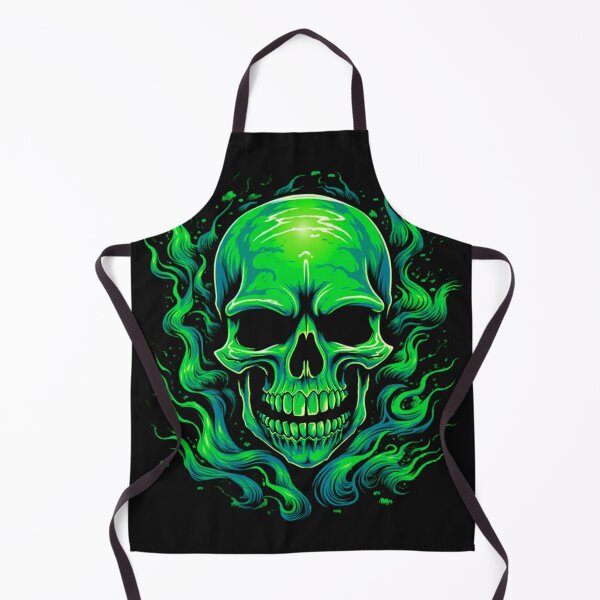 Item preview, green flame skull designed and sold by Bohabaz.