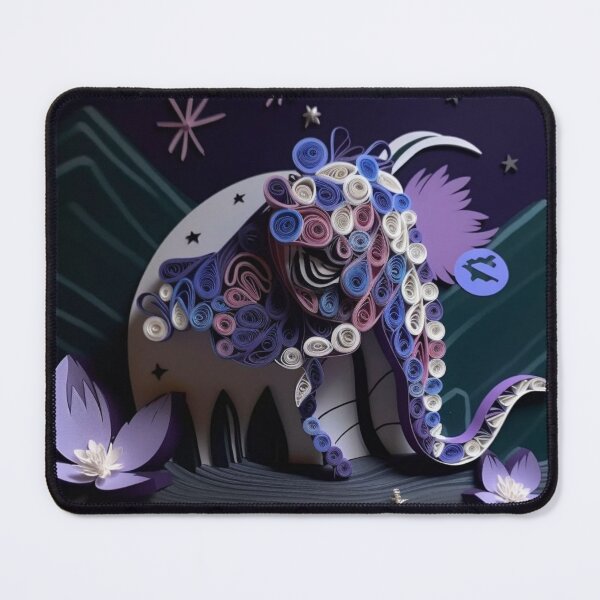 Item preview, Unicorn made of paper on a dark background with flowers and stars designed and sold by aiphotosart.