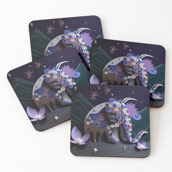 Item preview, Unicorn made of paper on a dark background with flowers and stars designed and sold by aiphotosart.