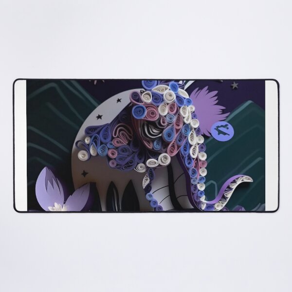 Item preview, Unicorn made of paper on a dark background with flowers and stars designed and sold by aiphotosart.