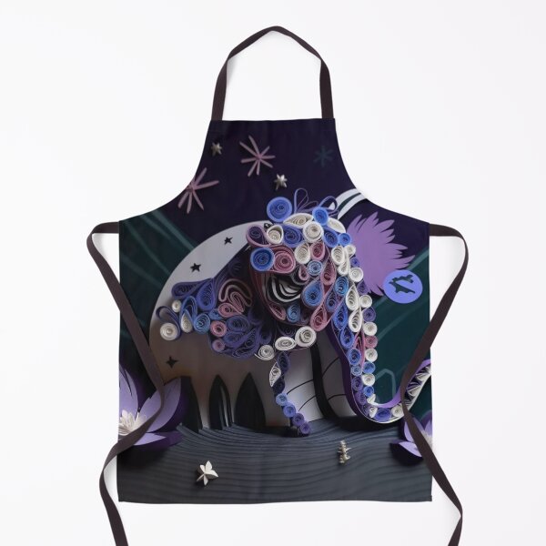 Item preview, Unicorn made of paper on a dark background with flowers and stars designed and sold by aiphotosart.