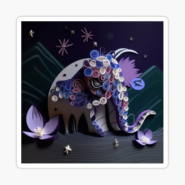 Artikel-Vorschau von Unicorn made of paper on a dark background with flowers and stars, designt und verkauft von aiphotosart.