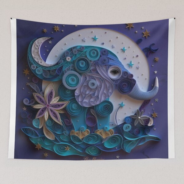 Item preview, The moon and the elephant in the form of a stylized fish designed and sold by aiphotosart.