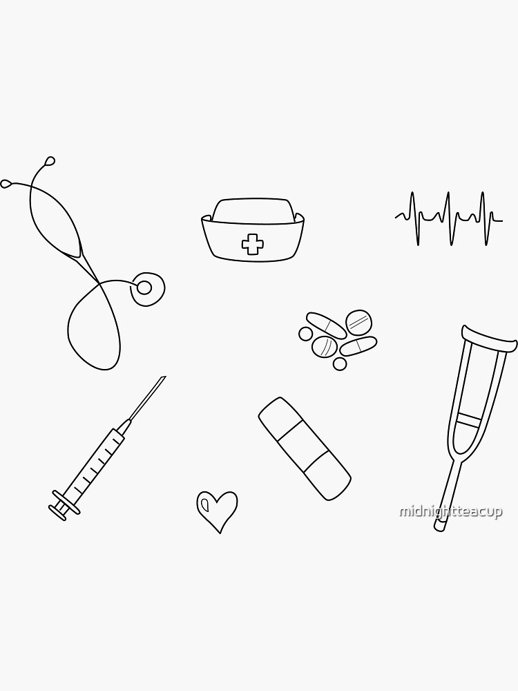Nurse / Nursing Student Doodle Sticker Set by midnightteacup