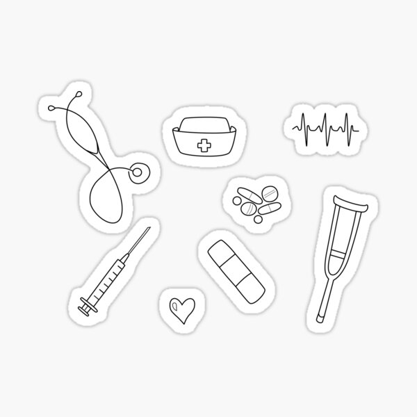 Nurse / Nursing Student Doodle Sticker Set Sticker