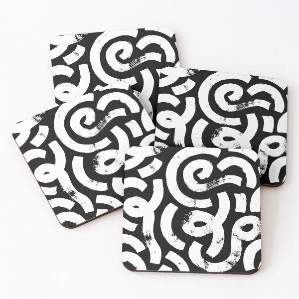 Item preview, Abstract Shapes Brushstrokes Black and White Print designed and sold by ThrowCushionCo.