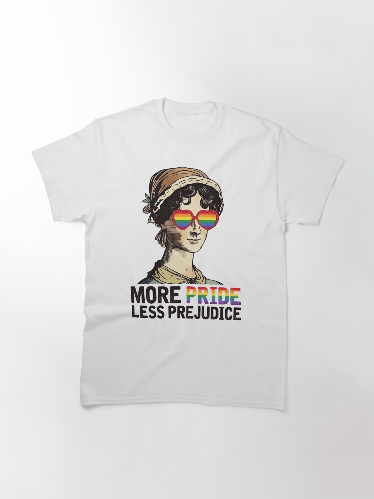 Thumbnail 3 von 7, Classic T-Shirt, Mehr Stolz, weniger Vorurteile, LGBT, Jane Austen, stolzer Verbündeter, Pride MonthT-Shirt designt und verkauft von gauutruccc.