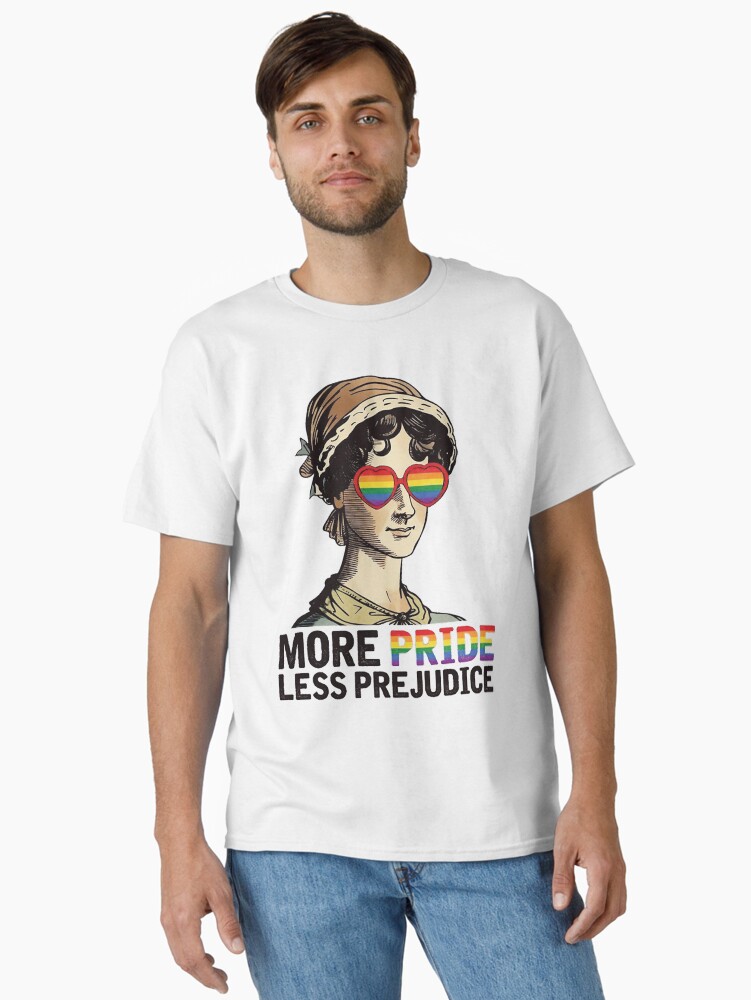Thumbnail 1 von 7, Classic T-Shirt, Mehr Stolz, weniger Vorurteile, LGBT, Jane Austen, stolzer Verbündeter, Pride MonthT-Shirt designt und verkauft von gauutruccc.