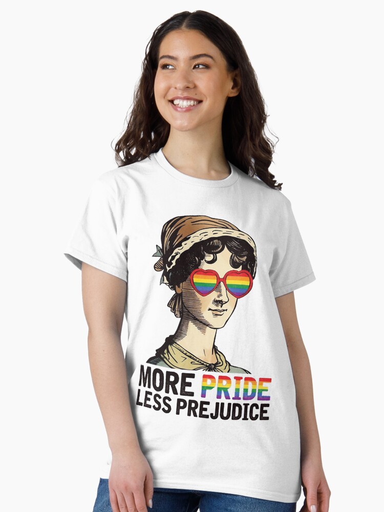 Thumbnail 2 von 7, Classic T-Shirt, Mehr Stolz, weniger Vorurteile, LGBT, Jane Austen, stolzer Verbündeter, Pride MonthT-Shirt designt und verkauft von gauutruccc.