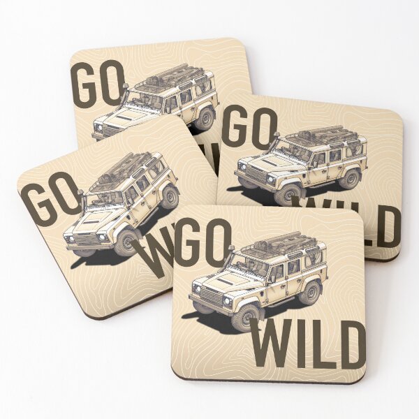 Artikelvorschau, Land Rover 110 Illustrierte Strichzeichnung „Go Wild“ entworfen und verkauft von MoshoboMakes.