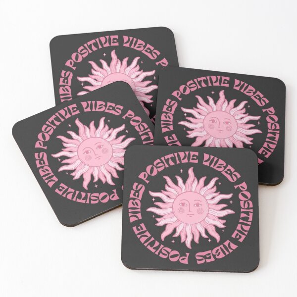 Item preview, positive vibes pink and black retro sun universe poster wall kids teens  designed and sold by Anavrisss.