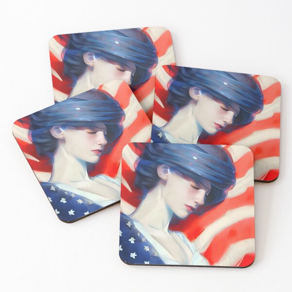 Item preview, American woman wearing the colors of the American flag designed and sold by Zolongano.