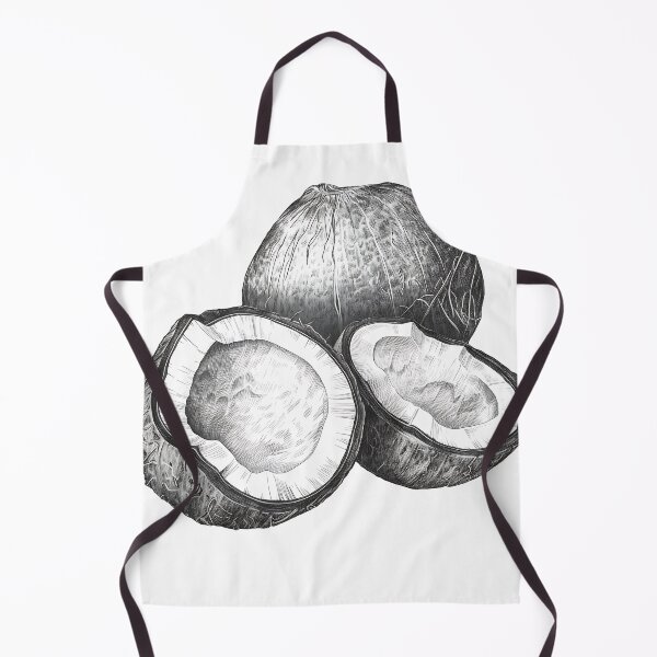 Item preview,  Сoconut with leaves botanical illustration.  Coconut set - whole nut coconut segment and coconut pulp designed and sold by Anastasiia Yurevych.
