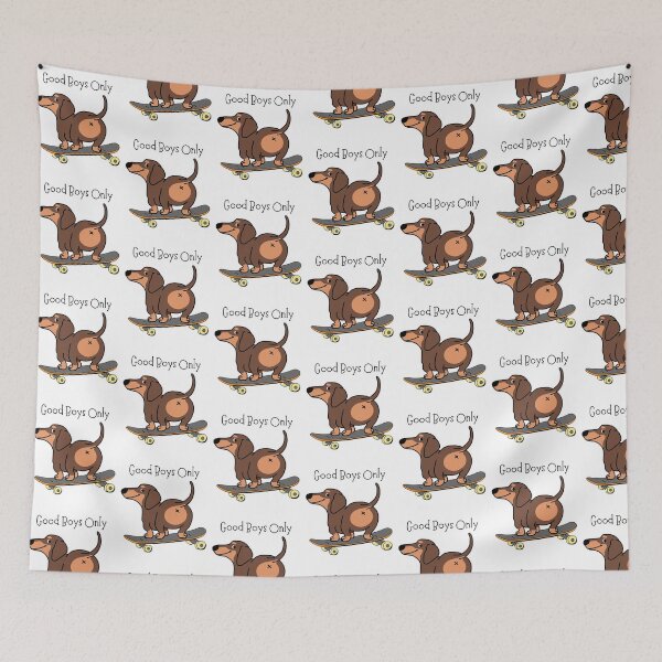 Item preview, Good Boys Only Funny Skateboard Dachshund designed and sold by mkzmerch.