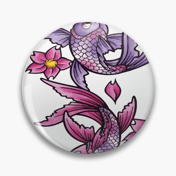Item preview, two ornamental fish swimming around the flowers designed and sold by IgnacioCo65.