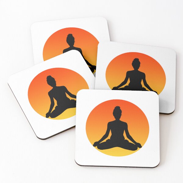 Item preview, Sukhasana Sunset - A Stylish and Elegant Design of a Woman in Yoga Pose Against the Sun designed and sold by GorinART.