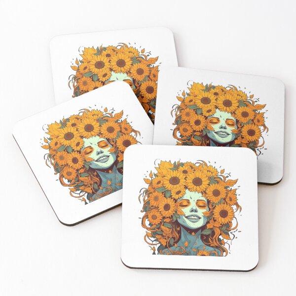 Item preview, sunflower girl painting colorful  designed and sold by DesignMuchLove.