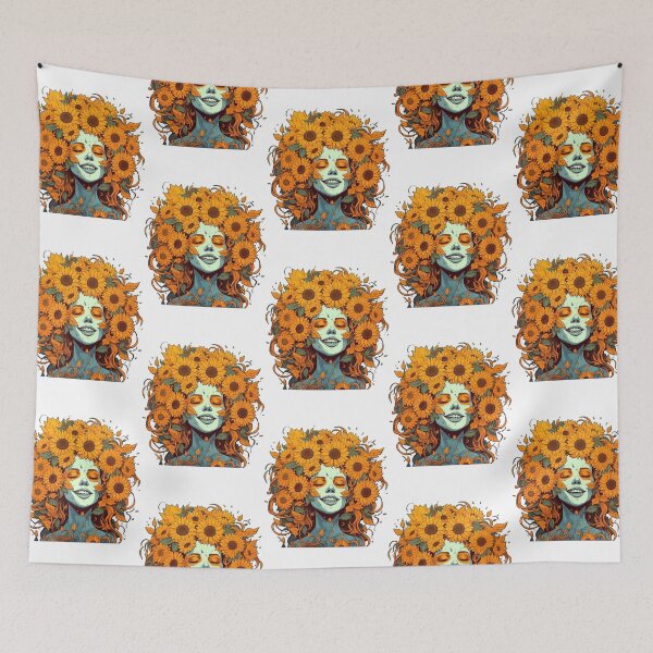 Item preview, sunflower girl painting colorful  designed and sold by DesignMuchLove.
