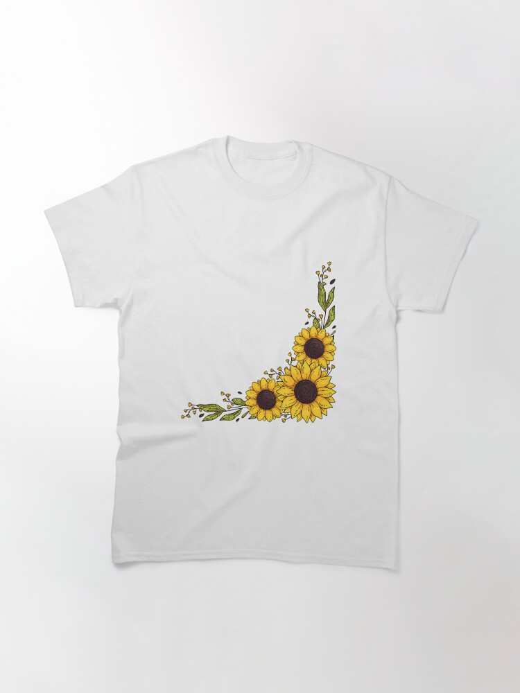 Thumbnail 3 of 7, Classic T-Shirt, sunflowers inspired by nature designed and sold by DesignMuchLove.