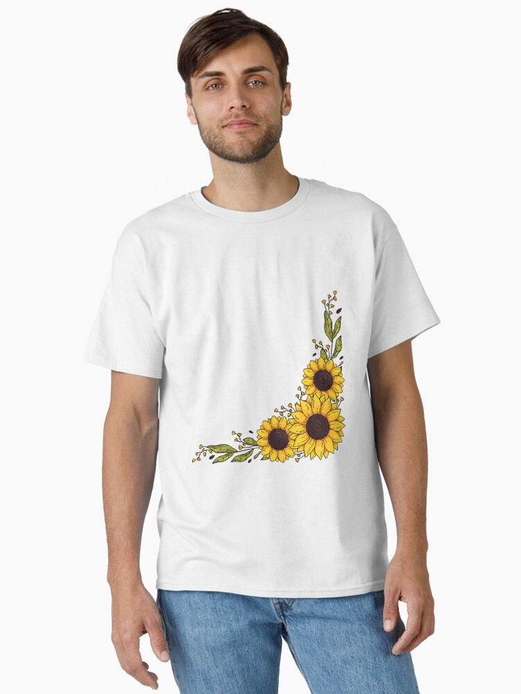Thumbnail 1 of 7, Classic T-Shirt, sunflowers inspired by nature designed and sold by DesignMuchLove.