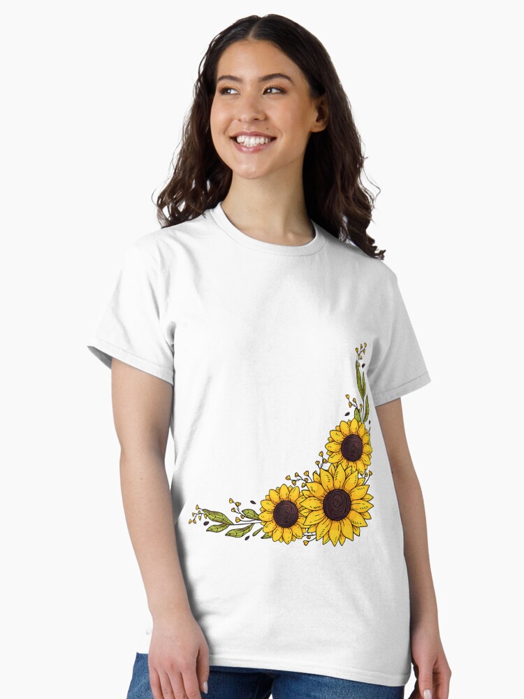 Thumbnail 2 of 7, Classic T-Shirt, sunflowers inspired by nature designed and sold by DesignMuchLove.