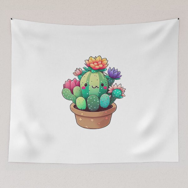 Item preview, Cute Cactus Whimsy: Kawaii Sticker with Blooming Flowers for Plant Lovers designed and sold by stickergeek23.