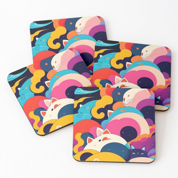 Item preview, cat balloons on the colorful rainbow cloud designed and sold by bosilvercat.