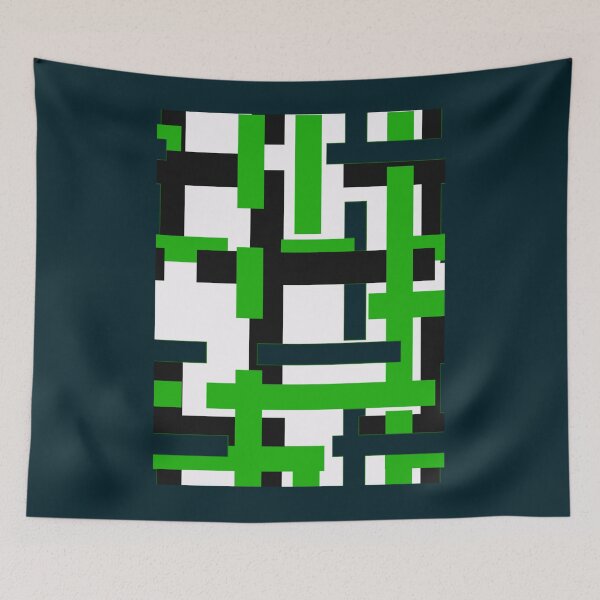 Item preview, green lime black geometric stripe lines   designed and sold by AnabiaYowell.