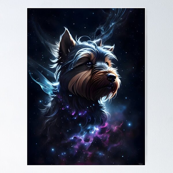 Item preview, Astral Majesty: A Yorkshire Terrier's Journey Through Cosmic Ink designed and sold by byaz3.
