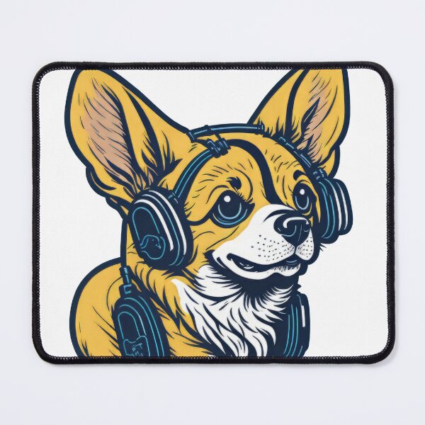 Item preview, Welsh corgi with headphones, relaxing on a star designed and sold by platobanpo.