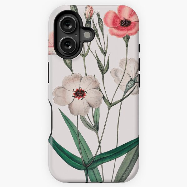 Vintage Dark-Eyed Viscaria Botanical Illustration | P331 iPhone Tough Case