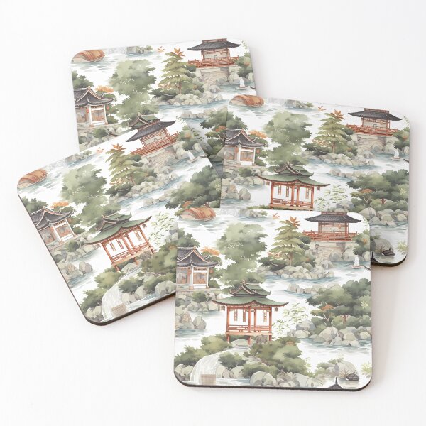 Item preview, Tranquil Japanese Garden Pattern | Zen-Inspired Designs | Serene Nature designed and sold by KameliaStudio.