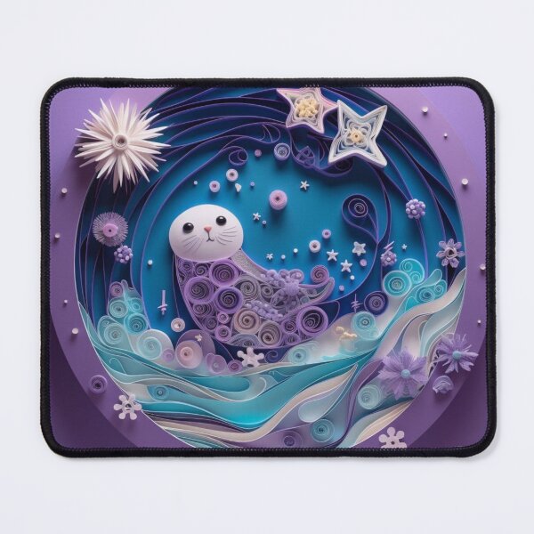 Artikelvorschau, Circle shape with cute seal on blue background. Top view. entworfen und verkauft von aiphotosart.