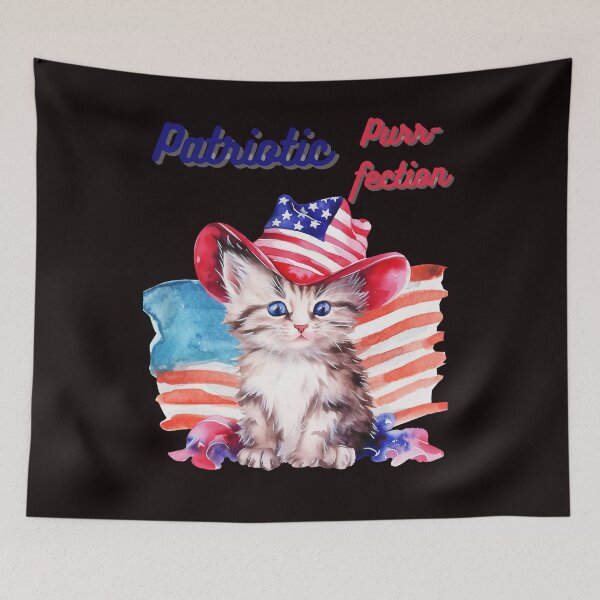 Aperçu de l'œuvre Patriotic Purr-fection Adorable chaton du 4 juillet créée et vendue par Mikuszyn.